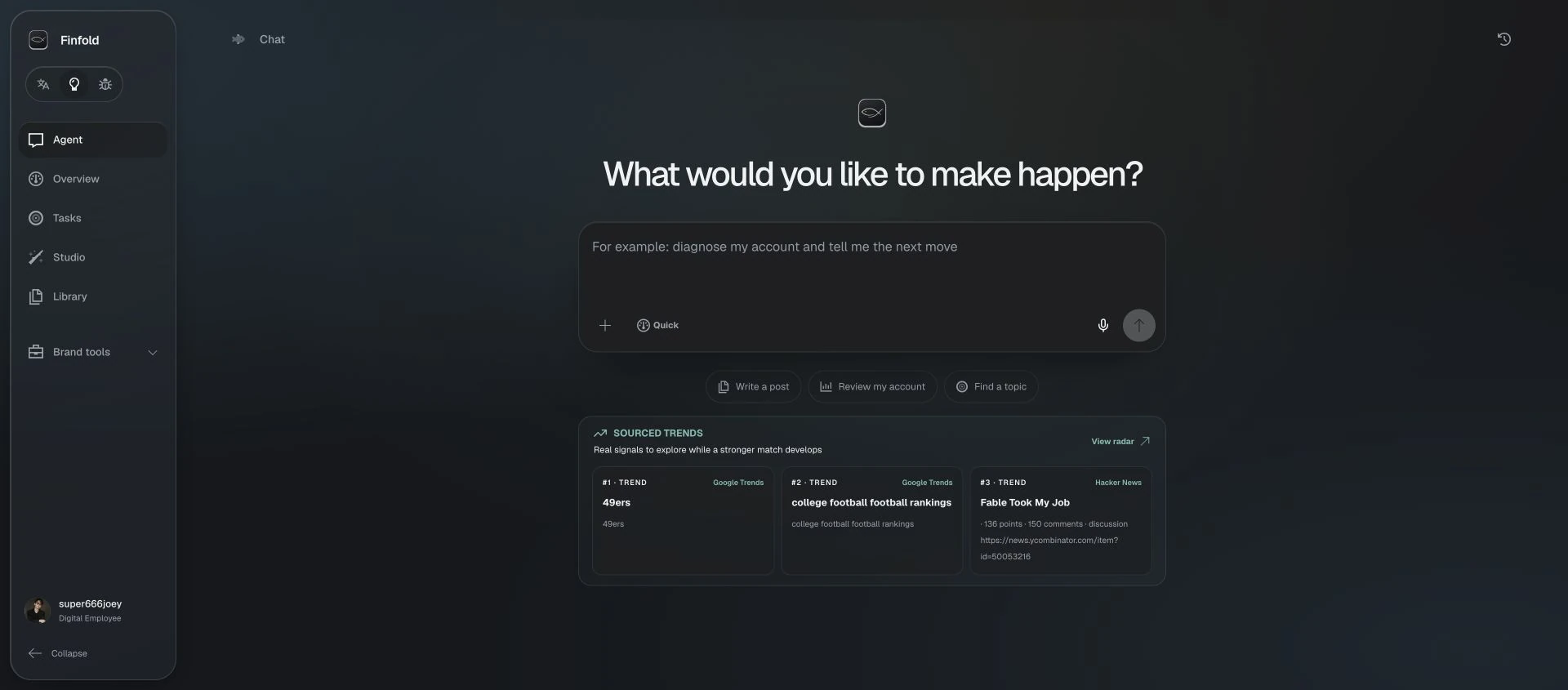 Agent · dark theme