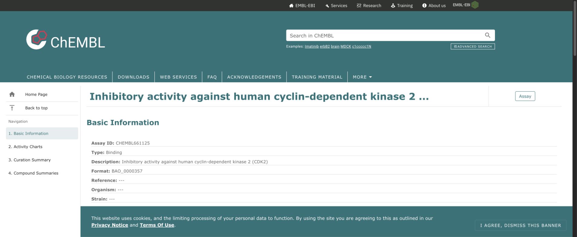 Original ChEMBL assay page identifying CDK2 and 94 activities