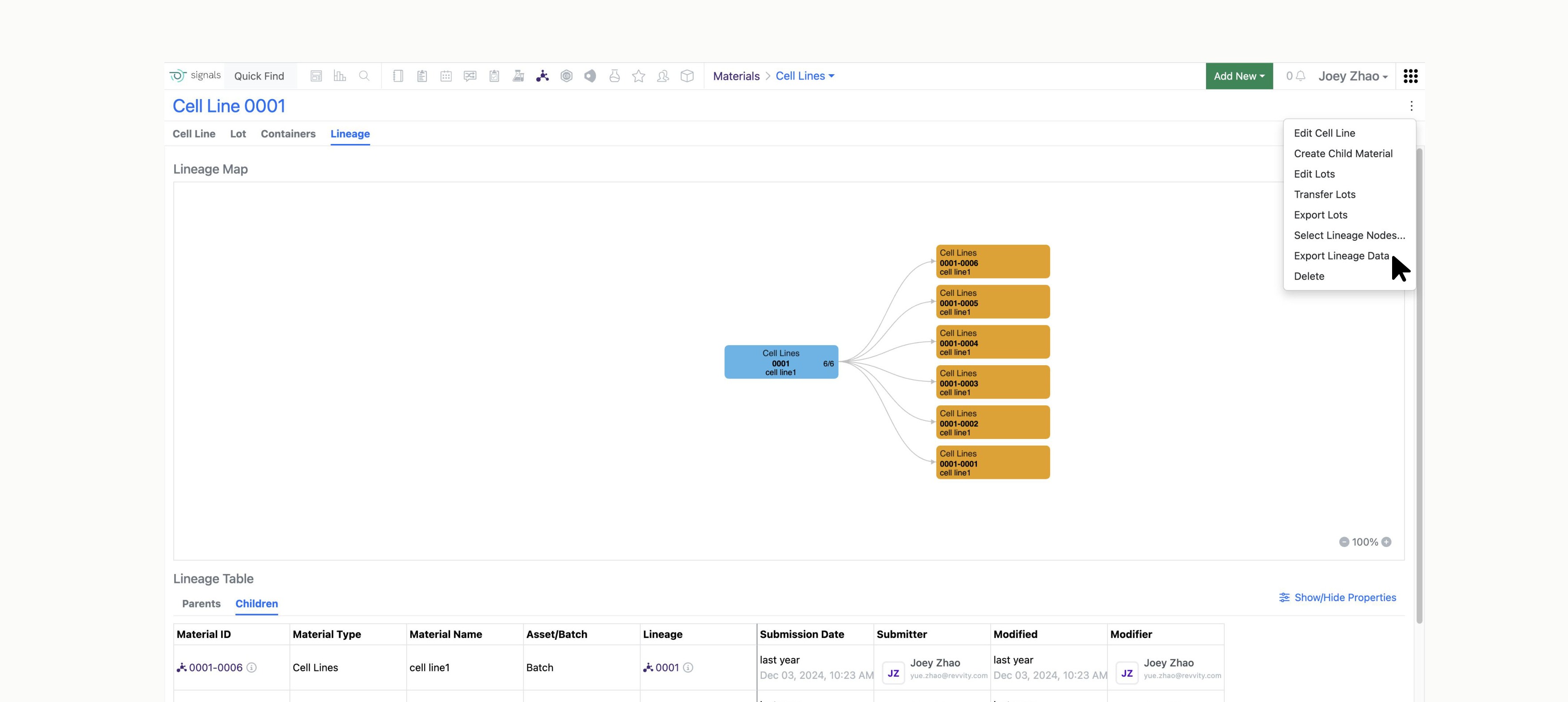 Configure & Export Lineage