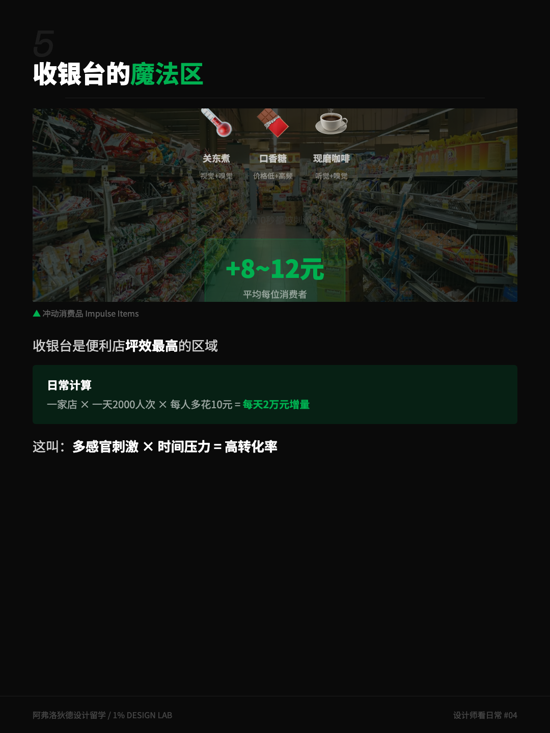 便利店收银台魔法区示意：关东煮、口香糖、咖啡机包围排队顾客